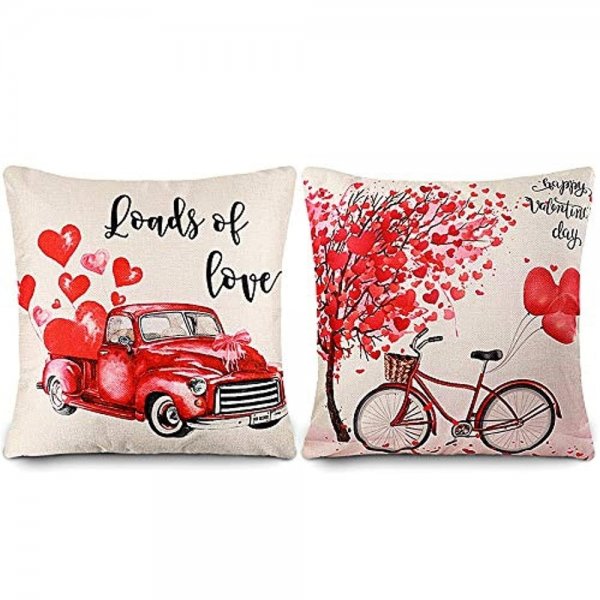 Funharly Valentines Pillow Covers Set of 2 Valentine's Day Decorations Throw Farmhouse Pillow Case